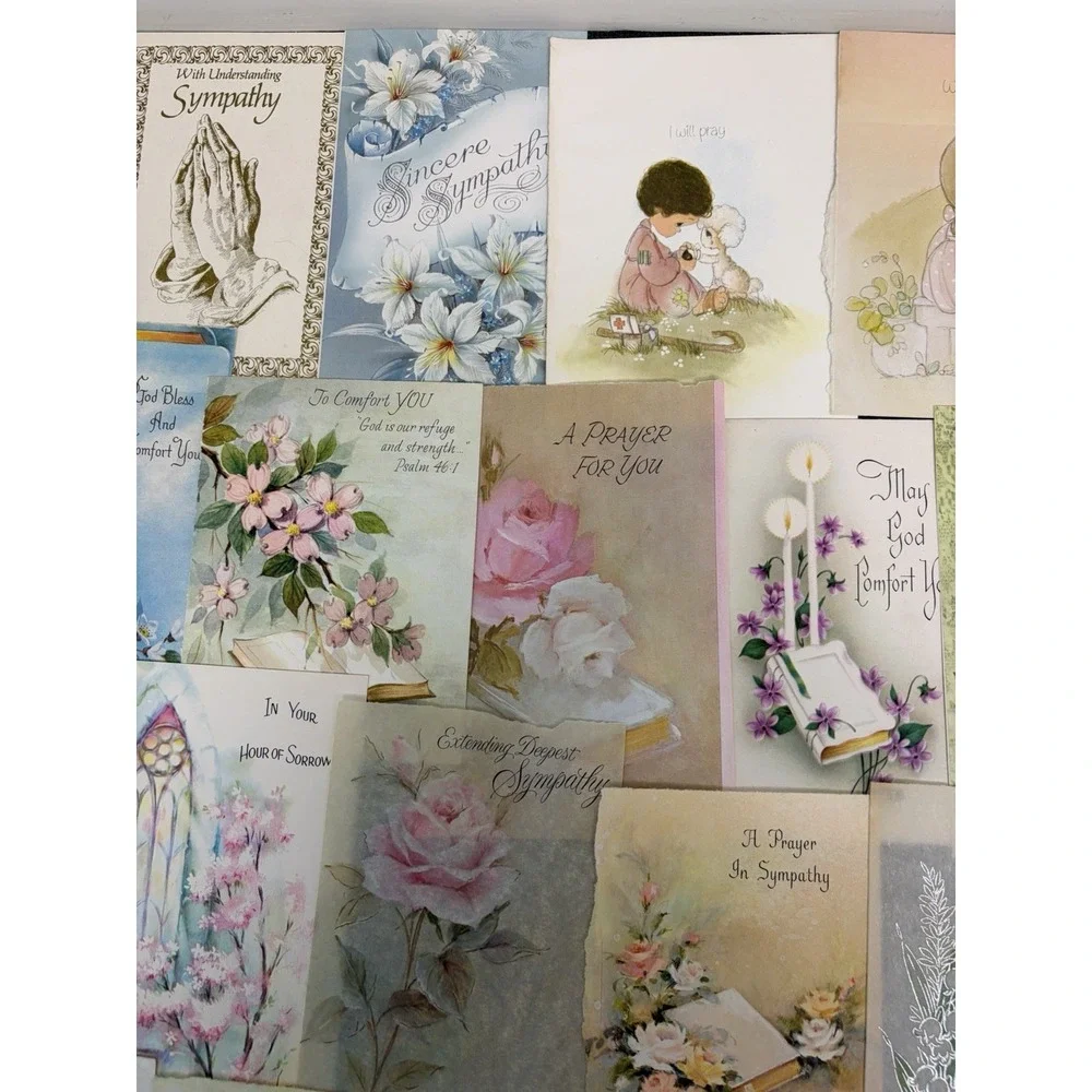 Vintage Sympathy Cards Fronts ONLY Scrapbooking Crafts Decoupage Lot of 50+